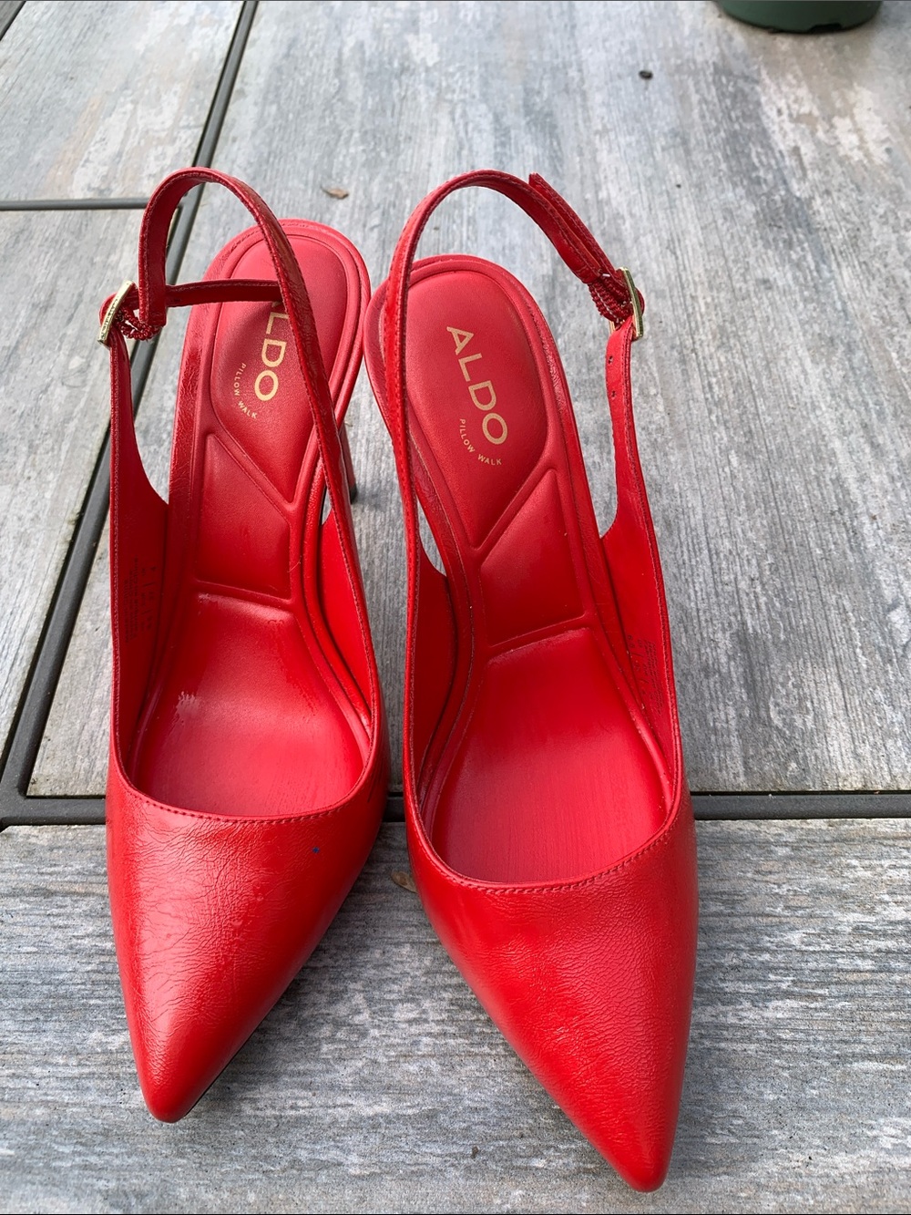 ALDO Red Pointed-Toe Slingback Heels